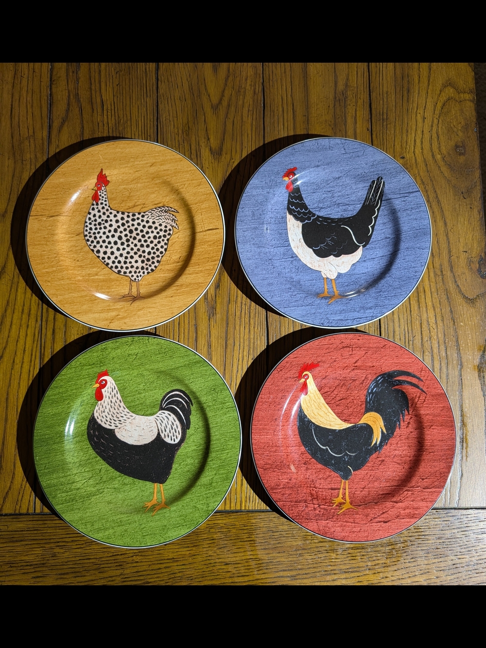 Brandon Kimble Country Quartet Rooster Salad Plates - Set of 4